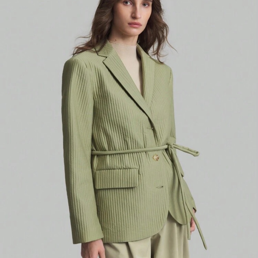 Olive Green Women's Belted Blazer